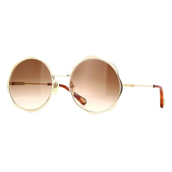 New CHLOE Gold Round CH0184S 002 Sunglasses Women - Picture 1 of 4